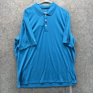 Adidas Golf Polo Shirt Mens XL Blue Solid Adiperform UPF 50 Performance